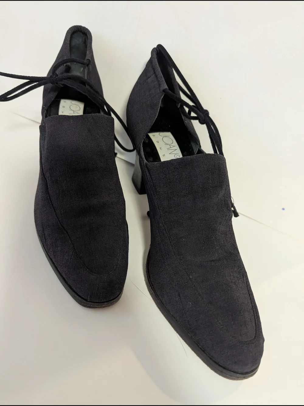 Joan & David Black Lace-Up Block Heel Pumps